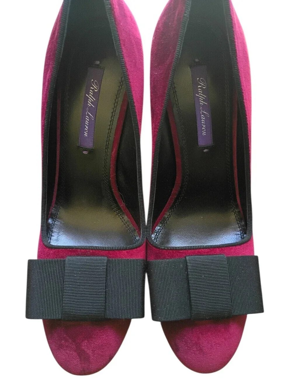 Ralph Lauren Purple Label Red Velvet Heels Size 37B Box Included